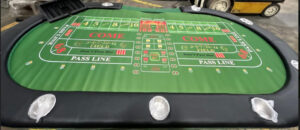 Craps rubber mat on poker table